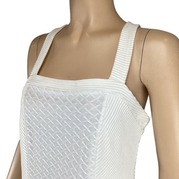 Deletta Anthropologie White Textured Tank Top Medium Gavi - Picture 5 of 7
